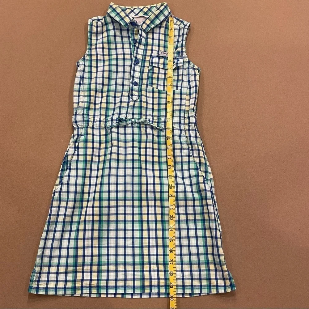 Columbia Girl’s Cotton Super Bonehead Sleeveless Dress Plaid Size Medium 10/12